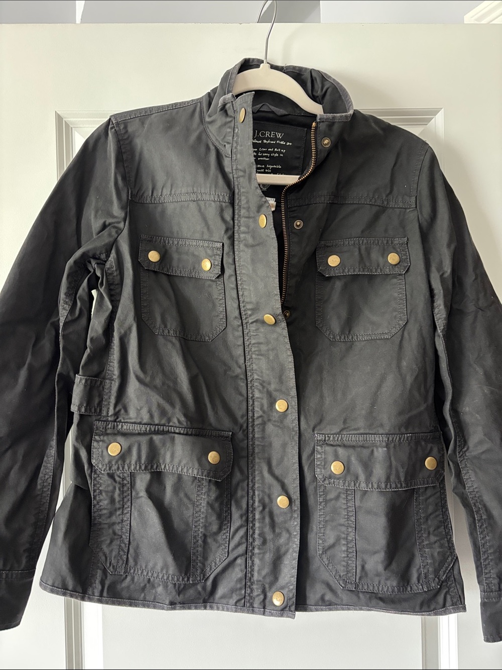 J. Crew Black Utility Jacket with Brass-Tone Hardware